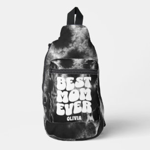 Personalized Best Mom Ever Black Tie Dye Sling Bag