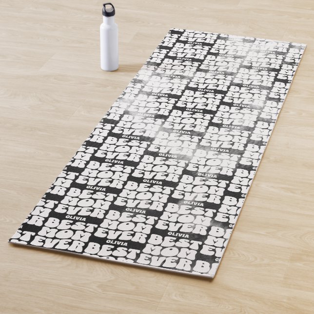 Personalized Best Mom Ever Black Tie Dye  Yoga Mat (In Situ)