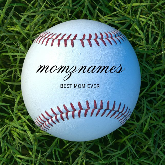 Personalized Best Mom Ever Calligraphy Name Baseball (Creator Uploaded)