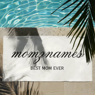 Personalized Best Mom Ever Calligraphy Name Beach Towel