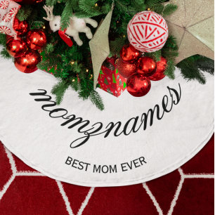 Personalized Best Mom Ever Calligraphy Name Brushed Polyester Tree Skirt