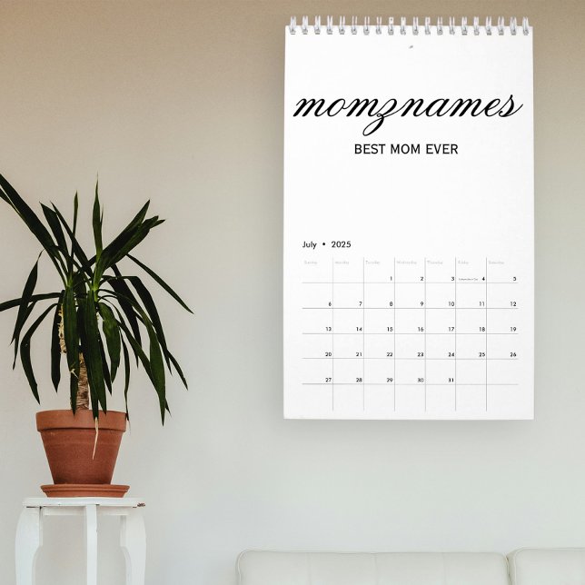 Personalized Best Mom Ever Calligraphy Name Calendar (Creator Uploaded)