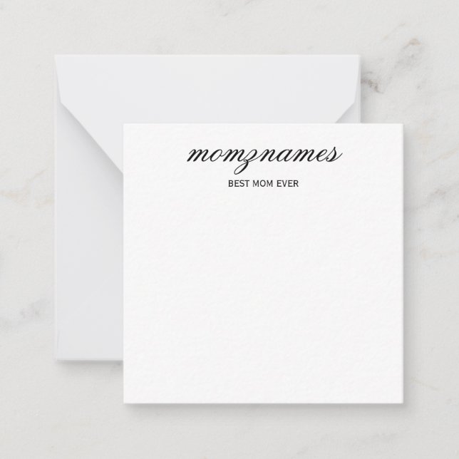 Personalized Best Mom Ever Calligraphy Name Card (Front)