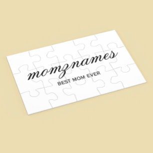 Personalized Best Mom Ever Calligraphy Name Jigsaw Puzzle