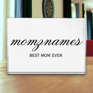 Personalized Best Mom Ever Calligraphy Name Photo Block