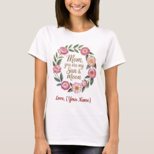 Personalized Best Mom Ever Floral Wreath T-Shirt