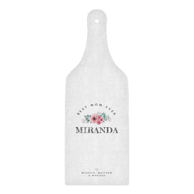 Personalized Best Mom Ever Glass Chopping Board (Front)