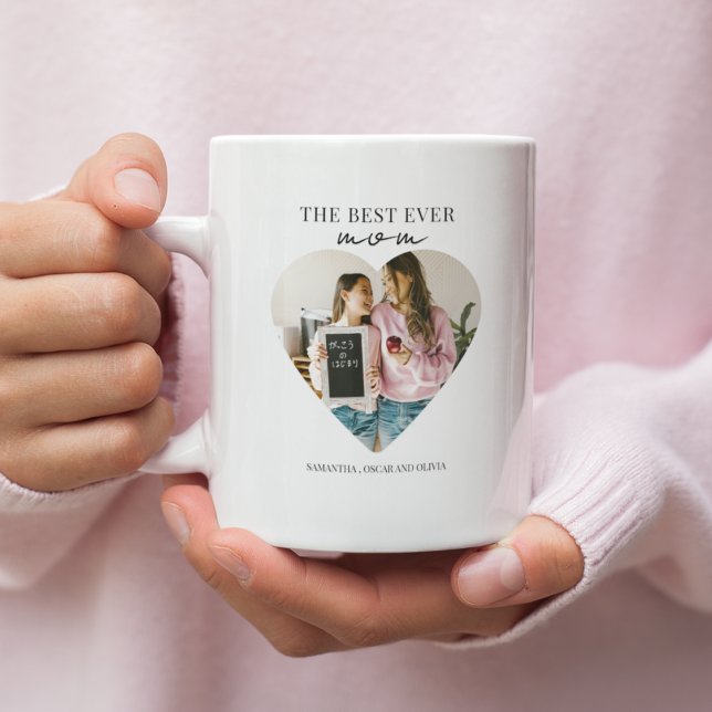 Personalized Best Mom Ever Heart Photo  Coffee Mug (Creator Uploaded)