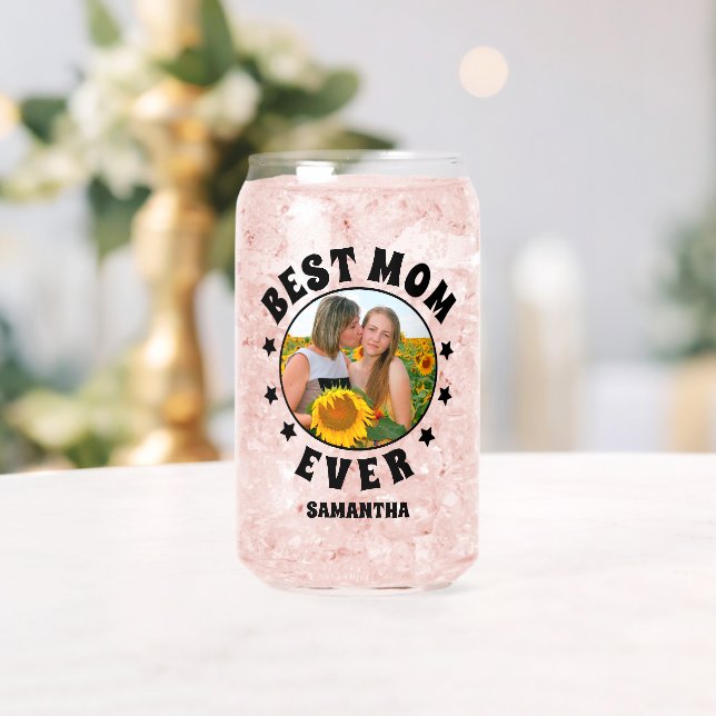 Personalized Best Mom Ever Photo Mother's Day  Can Glass (Insitu (Wedding))