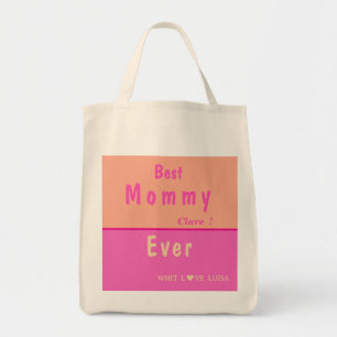  Personalized BEST MOM EVER PINK &ROSE Tote Bag