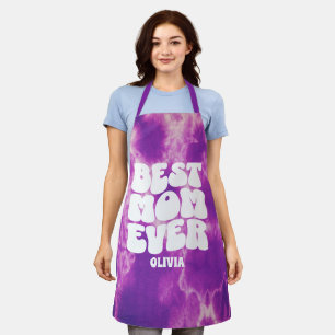 Personalized Best Mom Ever Purple Tie Dye  Apron