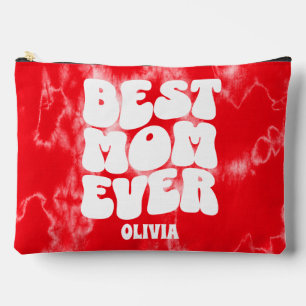Personalized Best Mom Ever Red Tie Dye Accessory Pouch