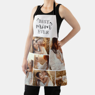 Personalized Best Mom Ever Script & Photo Collage Apron