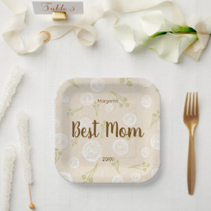 Personalized Best Mom Faux Bubbles Paper Plate