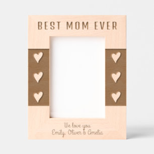Personalized Best Mom Hearts Keepsake  Etched Frames