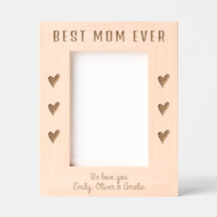 Personalized Best Mom Hearts Keepsake Etched Frames