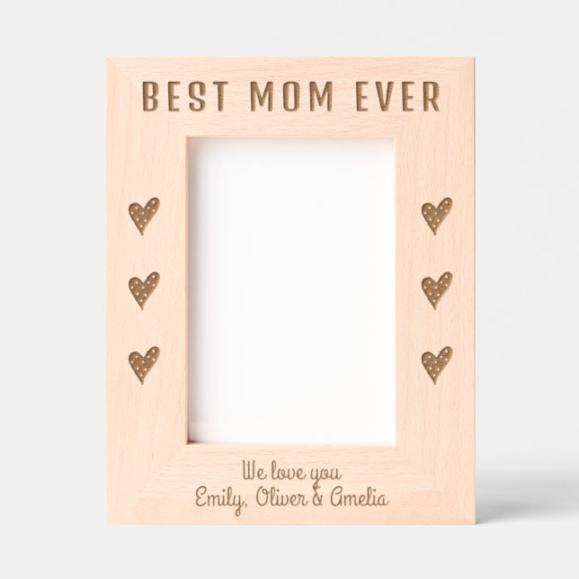Personalized Best Mom Hearts Keepsake  Etched Frames (Front)