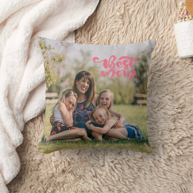 Personalized Best Mom Mother's Day Floral Throw Pillow (Blanket)