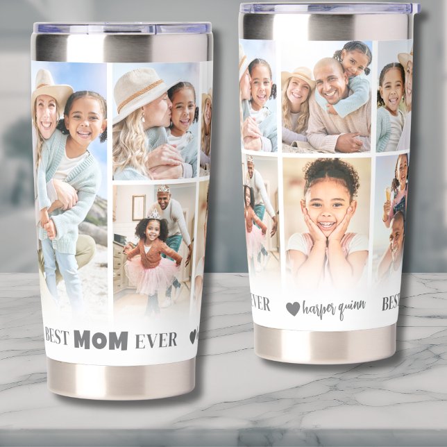 Personalized Best Mom Photo Collage Mother Insulated Tumbler (Personalized Best Mom 8 Photo Collage Mother Insulated Tumbler )