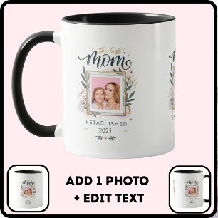 Personalized Best Mom Photo Date Cute Established Mug