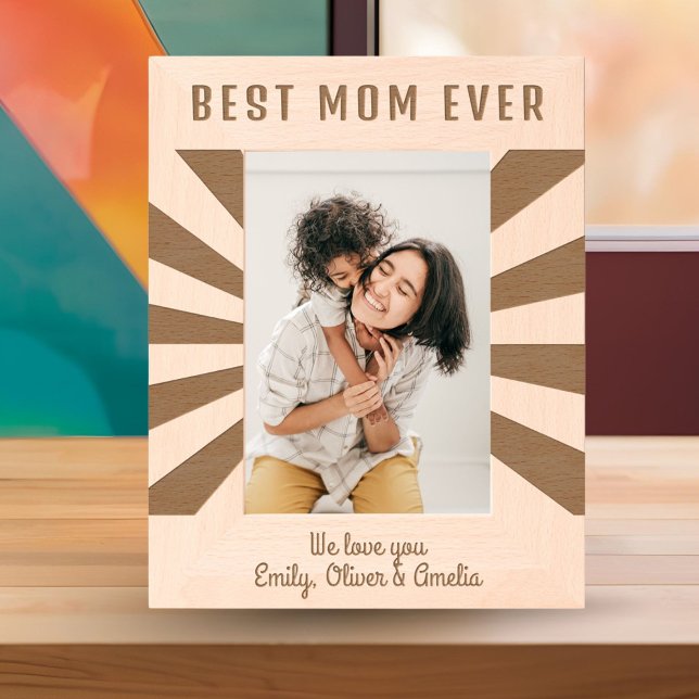 Personalized Best Mom Sun Burst Keepsake  Etched Frames (Creator Uploaded)