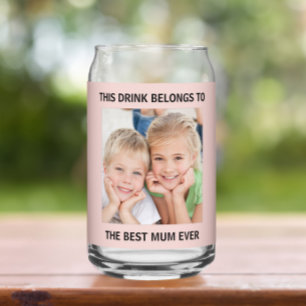  Personalized Best Mum Ever Photo Pink Can Glass