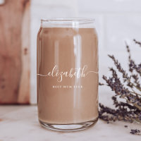 Personalized Best Mum Ever White Script Monogram