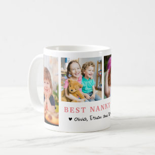 Personalized Best Nanny Ever 4 Photo Collage   Coffee Mug