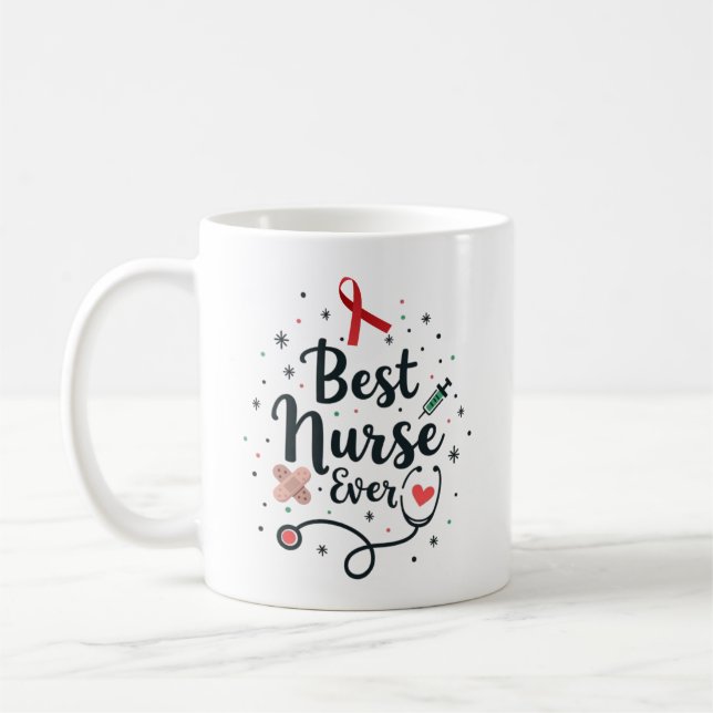 Personalized Best Nurse Ever Gift With Name Coffee Mug (Left)