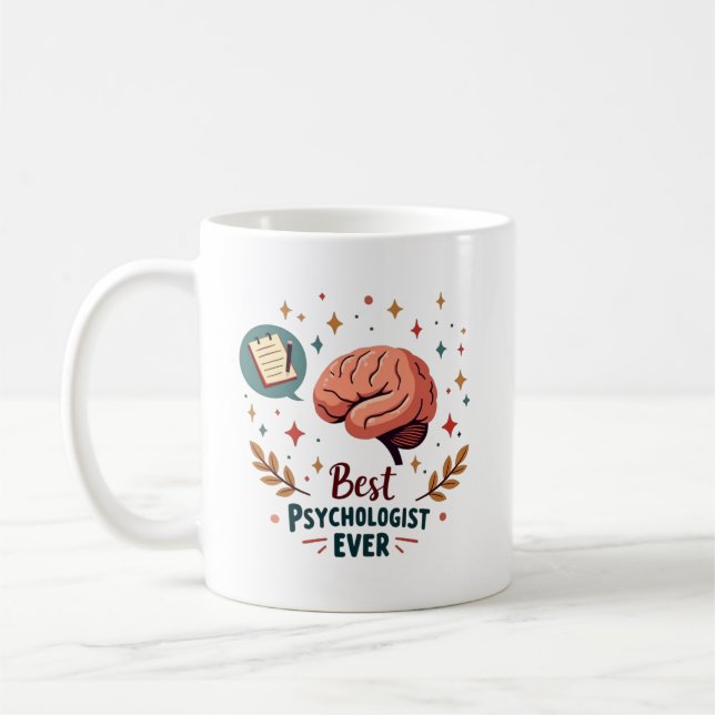 Personalized Best Psychologist Ever Cute Colourful Coffee Mug (Left)