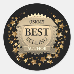 Personalized Best Selling Author Black Classic Round Sticker
