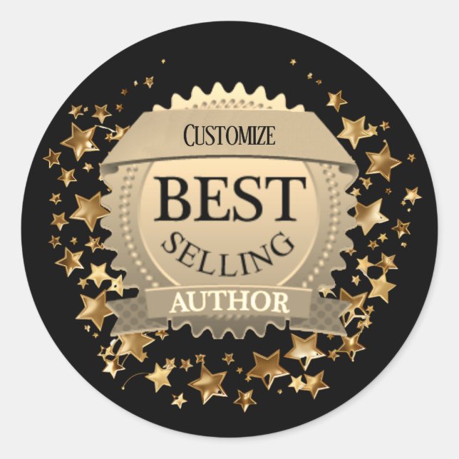 Personalized Best Selling Author Black Classic Round Sticker (Front)