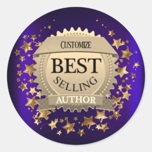 Personalized Best Selling Author Purple Classic Round Sticker