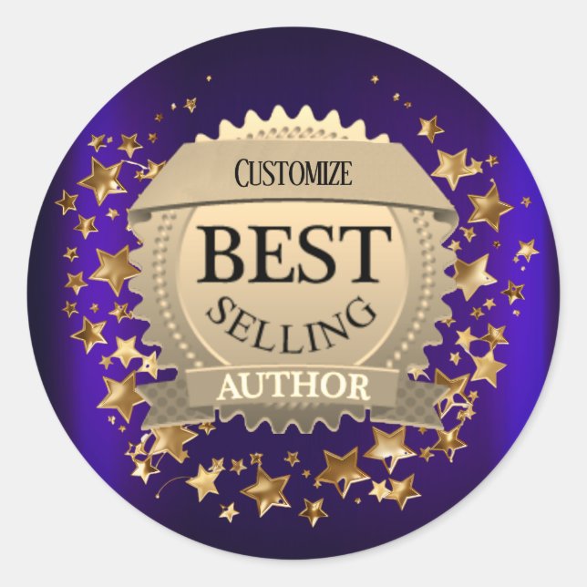 Personalized Best Selling Author Purple Classic Round Sticker (Front)