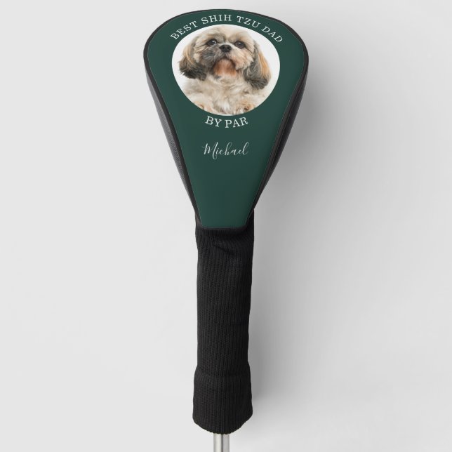 Personalized Best Shih Tzu Dog Dad Photo Golf Head Cover (Front)
