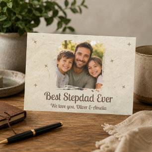 Personalized Best Stepdad Ever Photo Holiday Card