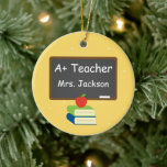 Personalized Best Teacher Chalkboard Ceramic Ornament<br><div class="desc">Let your teacher know just how much you appreciate them with this personalized Christmas ornament. Click on the "CUSTOMIZE IT" button to change the font style,  colour,  size and position.</div>