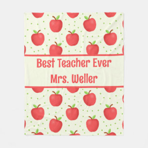 Personalized "Best Teacher Ever" Apple Pattern Fleece Blanket