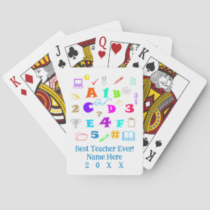 Personalized Best Teacher Ever Colourful School Ar Playing Cards