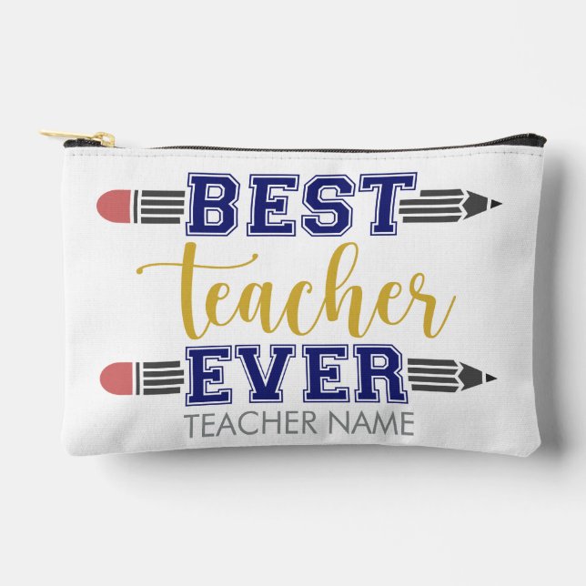 Personalized Best Teacher Ever - Customized Gift Accessory Pouch (Front)