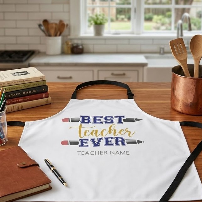 Personalized Best Teacher Ever - Customized Gift Apron (Creator Uploaded)