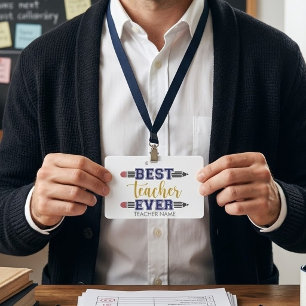 Personalized Best Teacher Ever - Customized Gift Badge