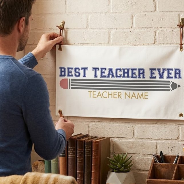 Personalized Best Teacher Ever - Customized Gift Banner (Creator Uploaded)