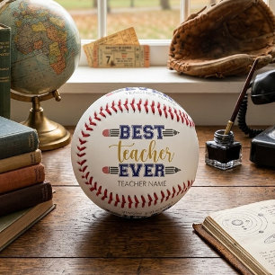 Personalized Best Teacher Ever - Customized Gift Baseball