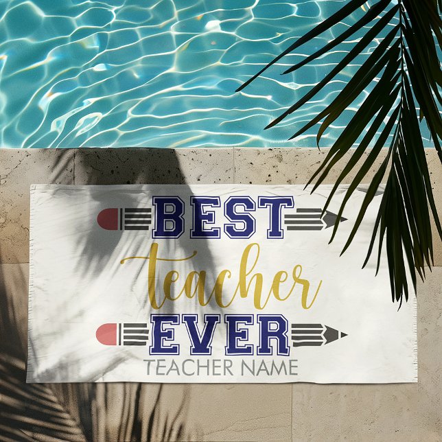 Personalized Best Teacher Ever - Customized Gift Beach Towel (Creator Uploaded)