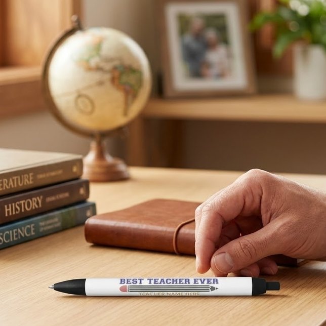 Personalized Best Teacher Ever - Customized Gift Black Ink Pen (Creator Uploaded)