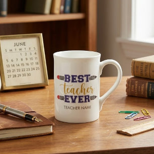 Personalized Best Teacher Ever - Customized Gift Bone China Mug