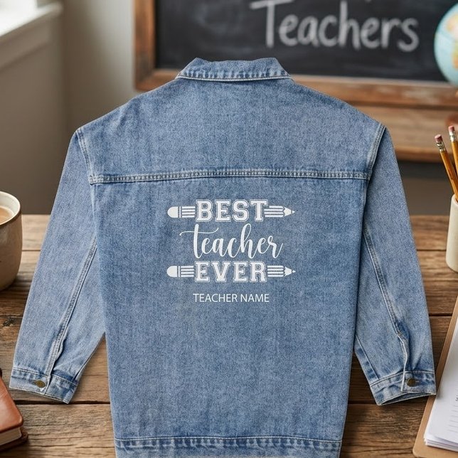 Personalized Best Teacher Ever - Customized Gift Denim Jacket (Creator Uploaded)