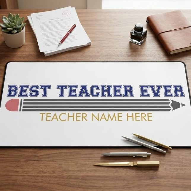 Personalized Best Teacher Ever - Customized Gift Desk Mat (Creator Uploaded)