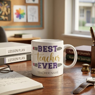 Personalized Best Teacher Ever - Customized Gift Espresso Cup